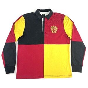 Wizarding World Harry Potter Sz L Universal Gryffindor Quidditch Rugby Polo